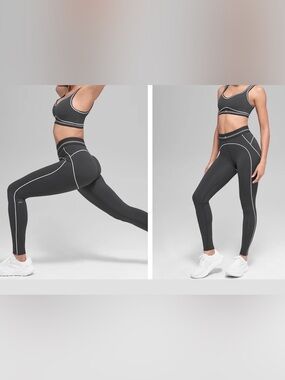 ALO High-Waist Grey Performance Leggings and Sports Bra - Athletic Support